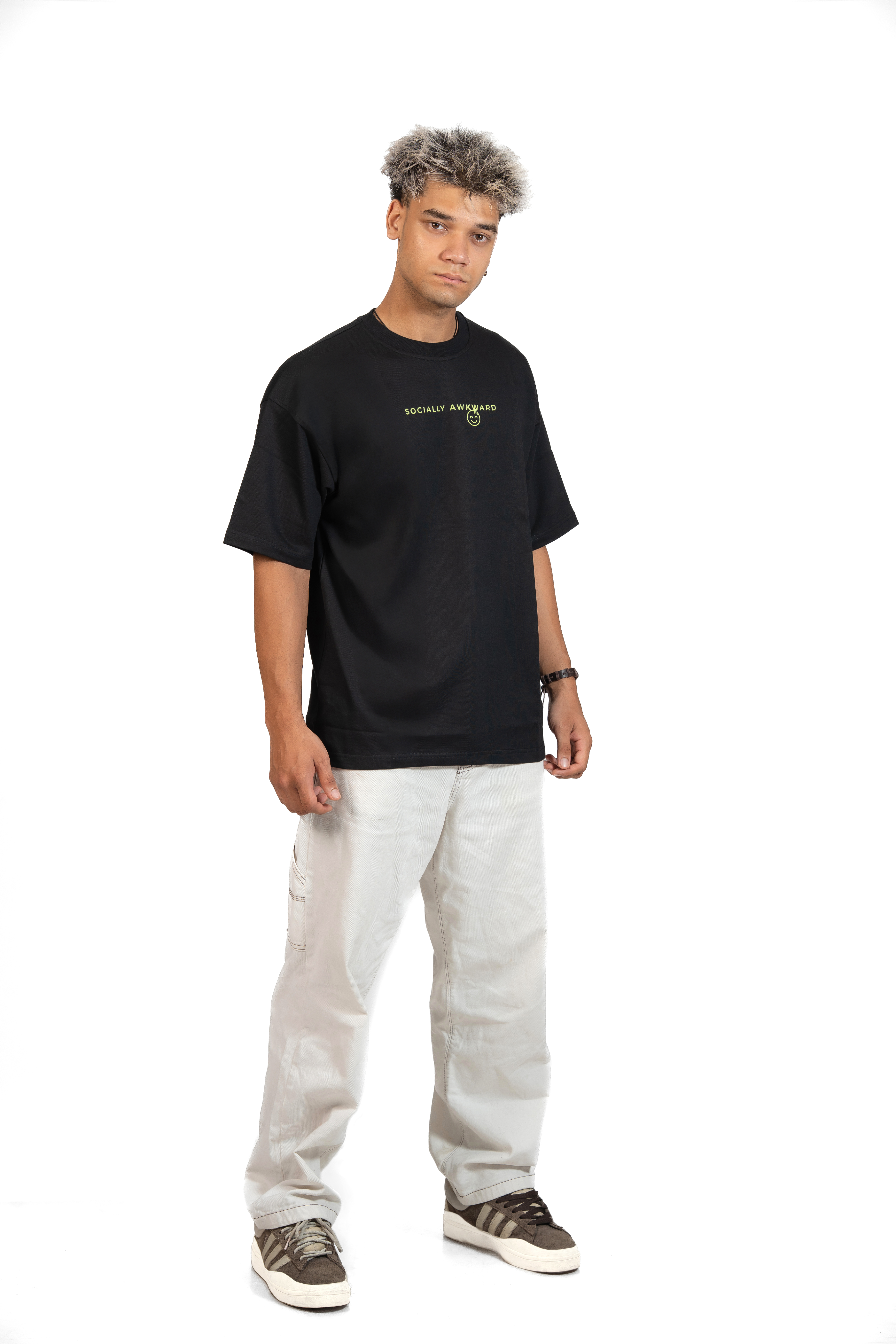 The “Socially Awkward” Oversized Tee – Black