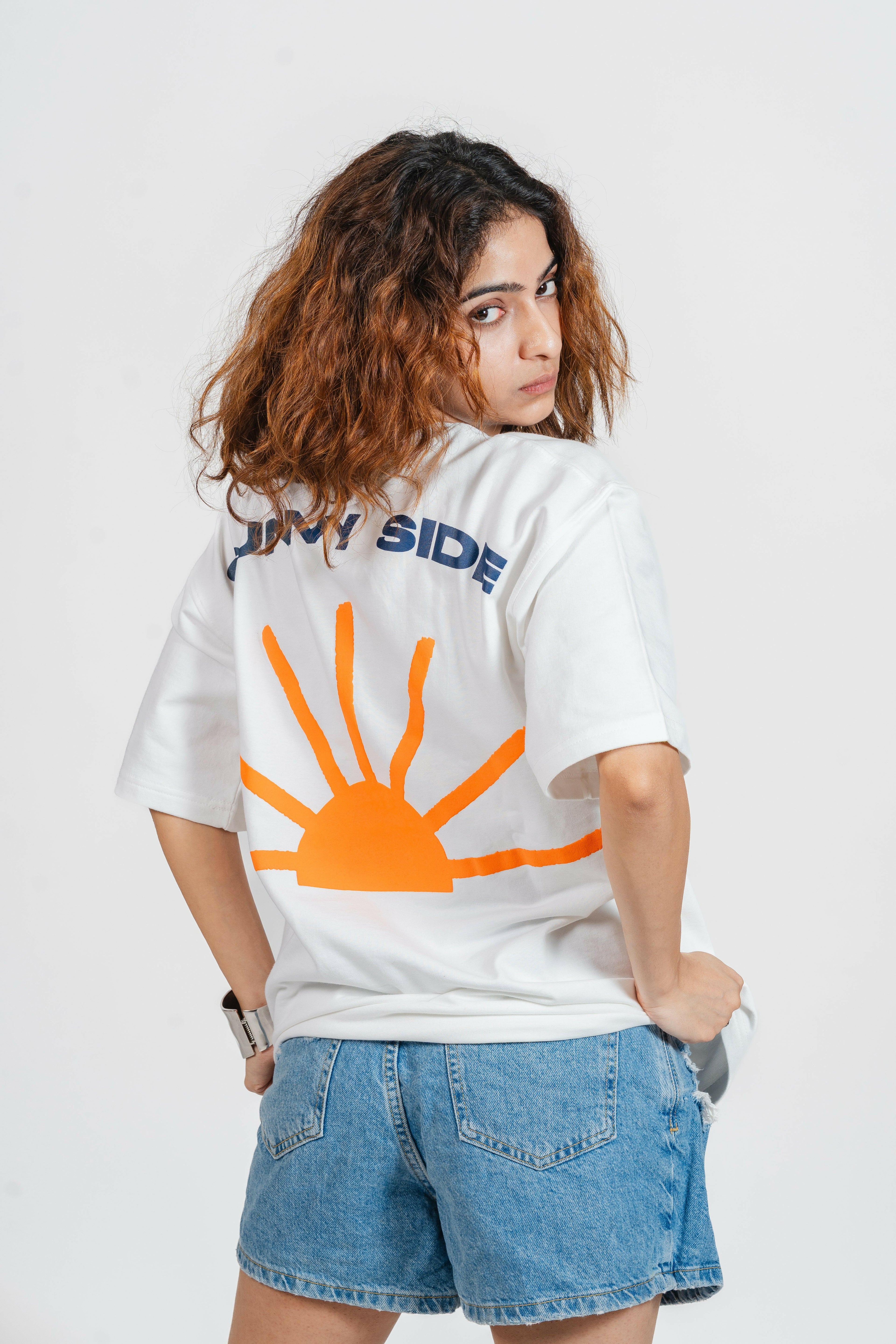The "Sunny Side" Oversized Tee – White