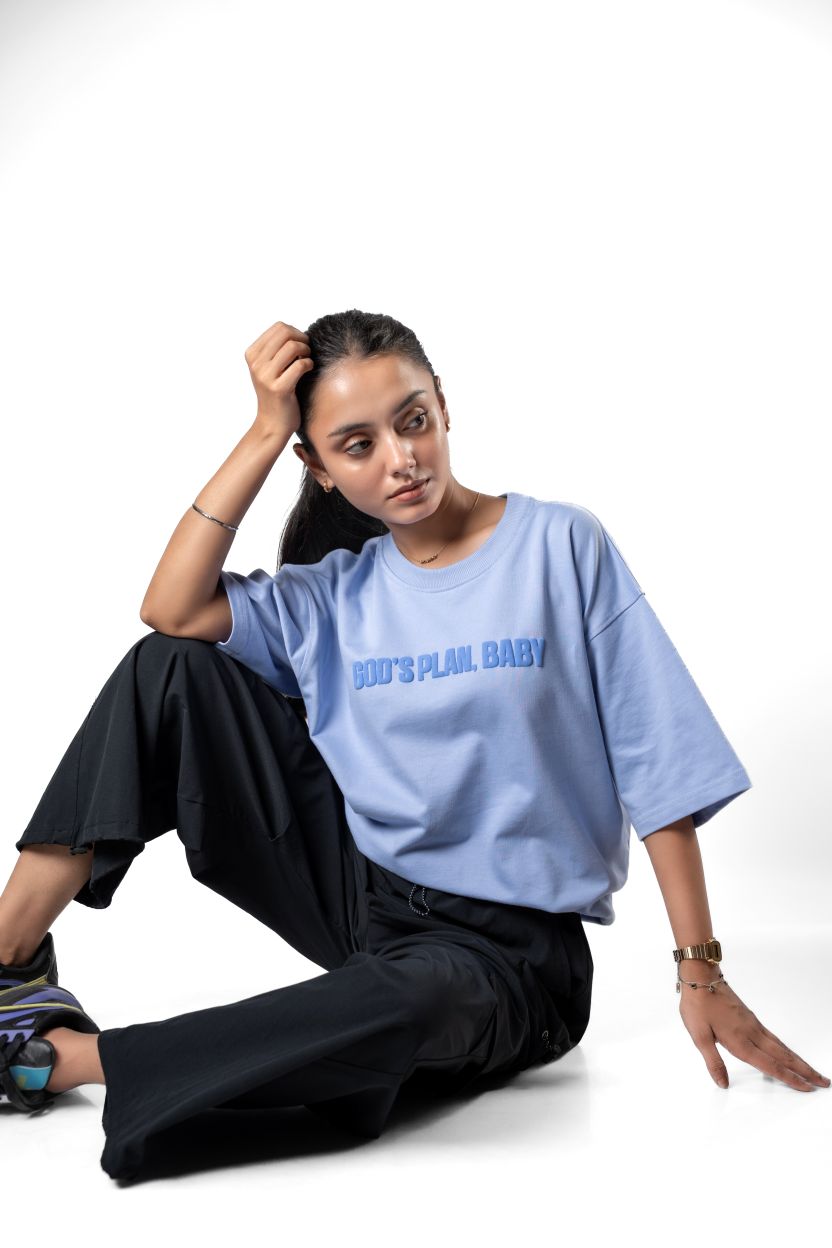 The 'God's Plan, Baby' Oversized T-shirt | Baby Blue