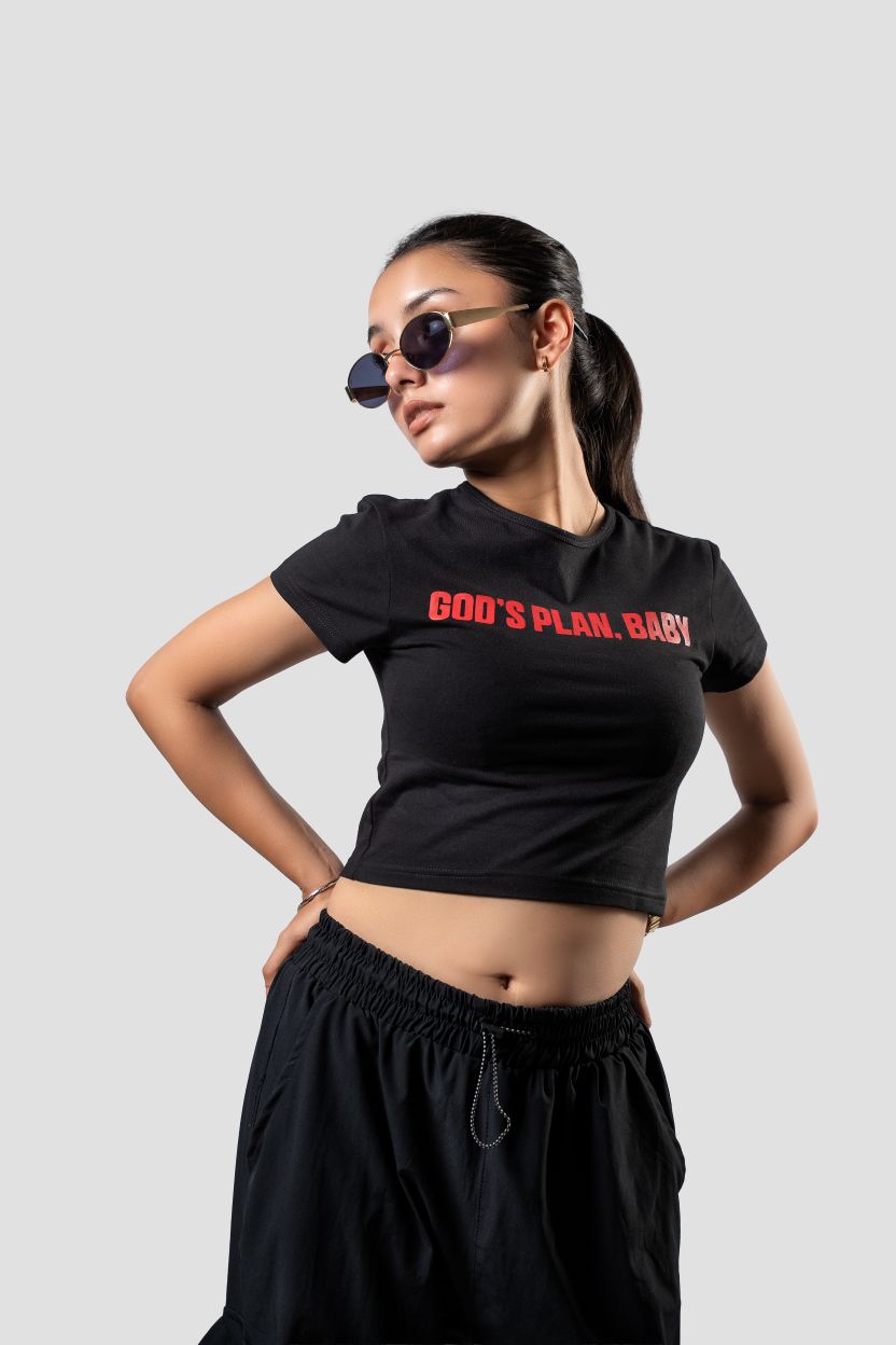 'God’s Plan, Baby' Baby Tee | Black