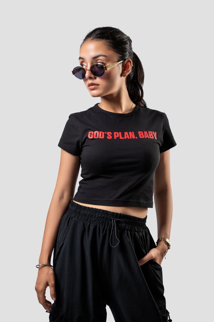 'God’s Plan, Baby' Baby Tee | Black