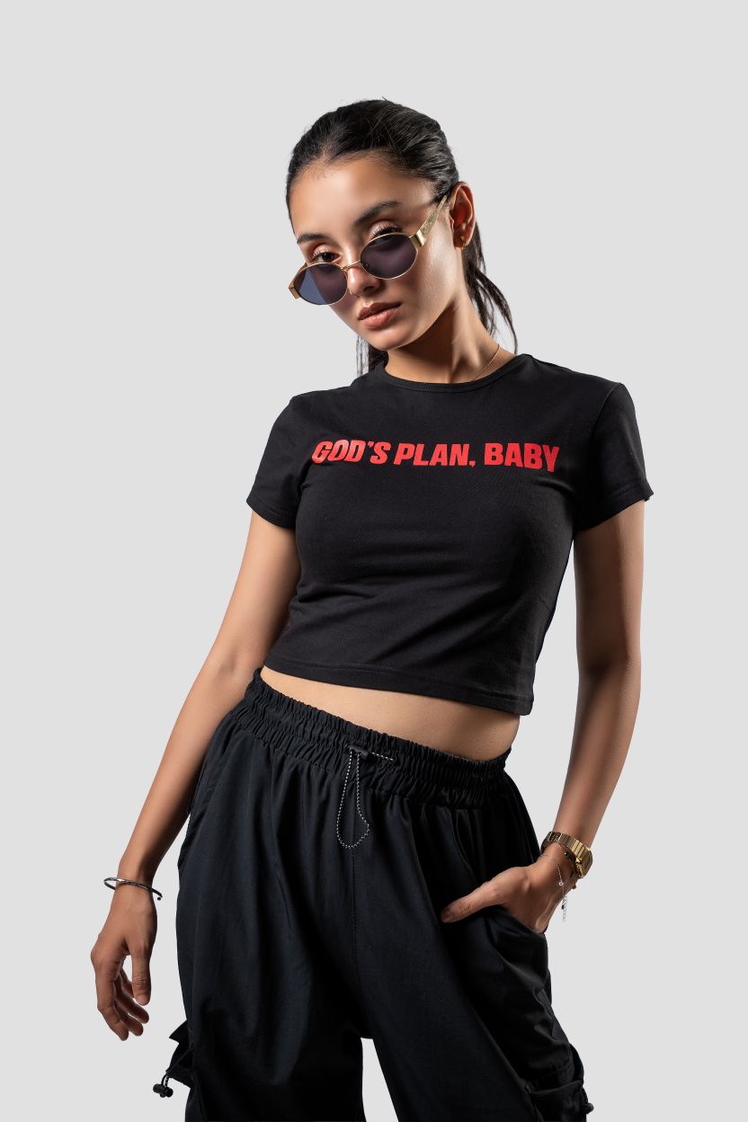 'God’s Plan, Baby' Baby Tee | Black