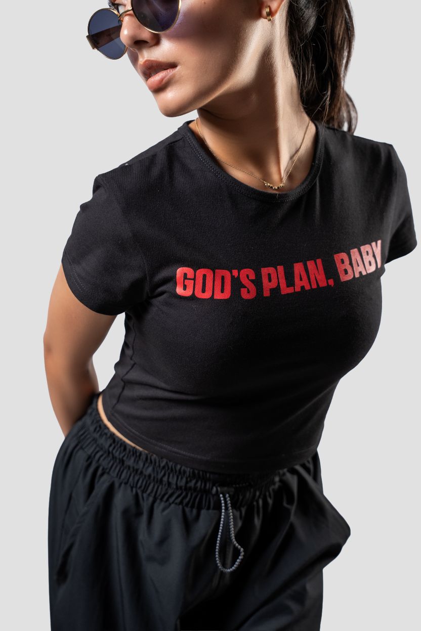 'God’s Plan, Baby' Baby Tee | Black