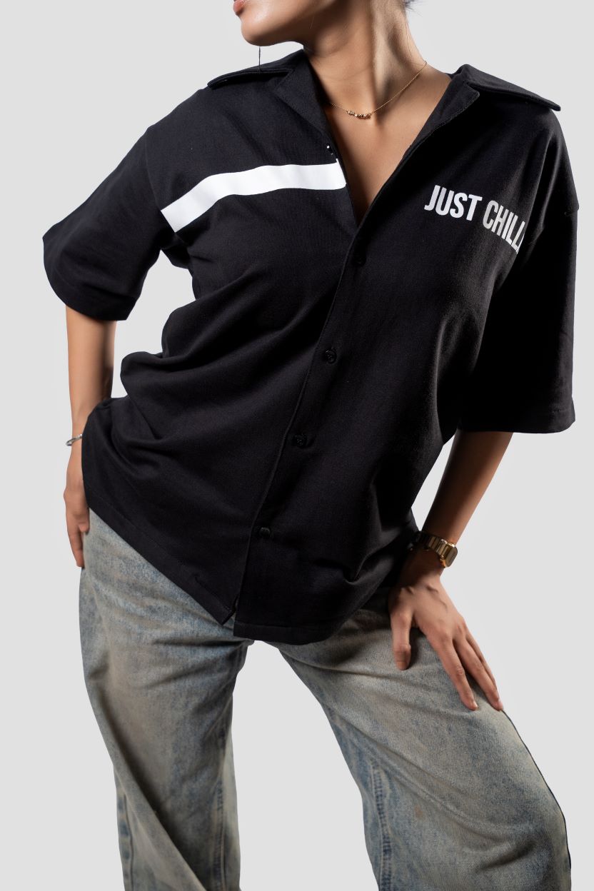 The ‘Just Chilling’ Black Bowling Shirt | Black